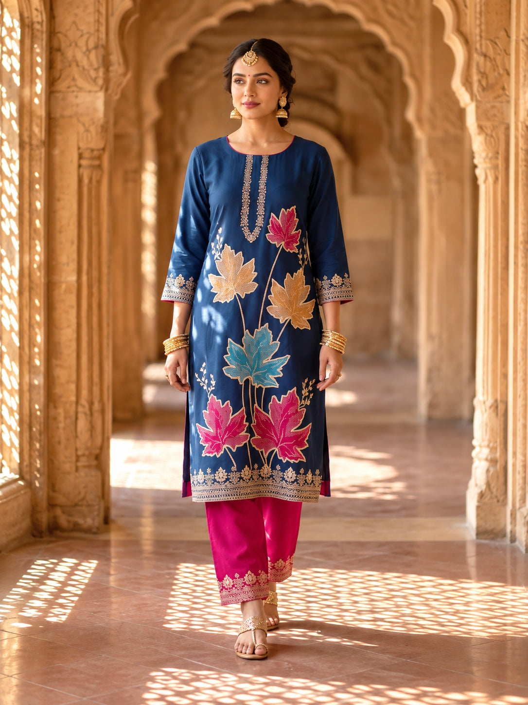 SAFAA Arzoo 06 Women's Unstitched Woolen Suit Dress Material – Air Force Blue – front