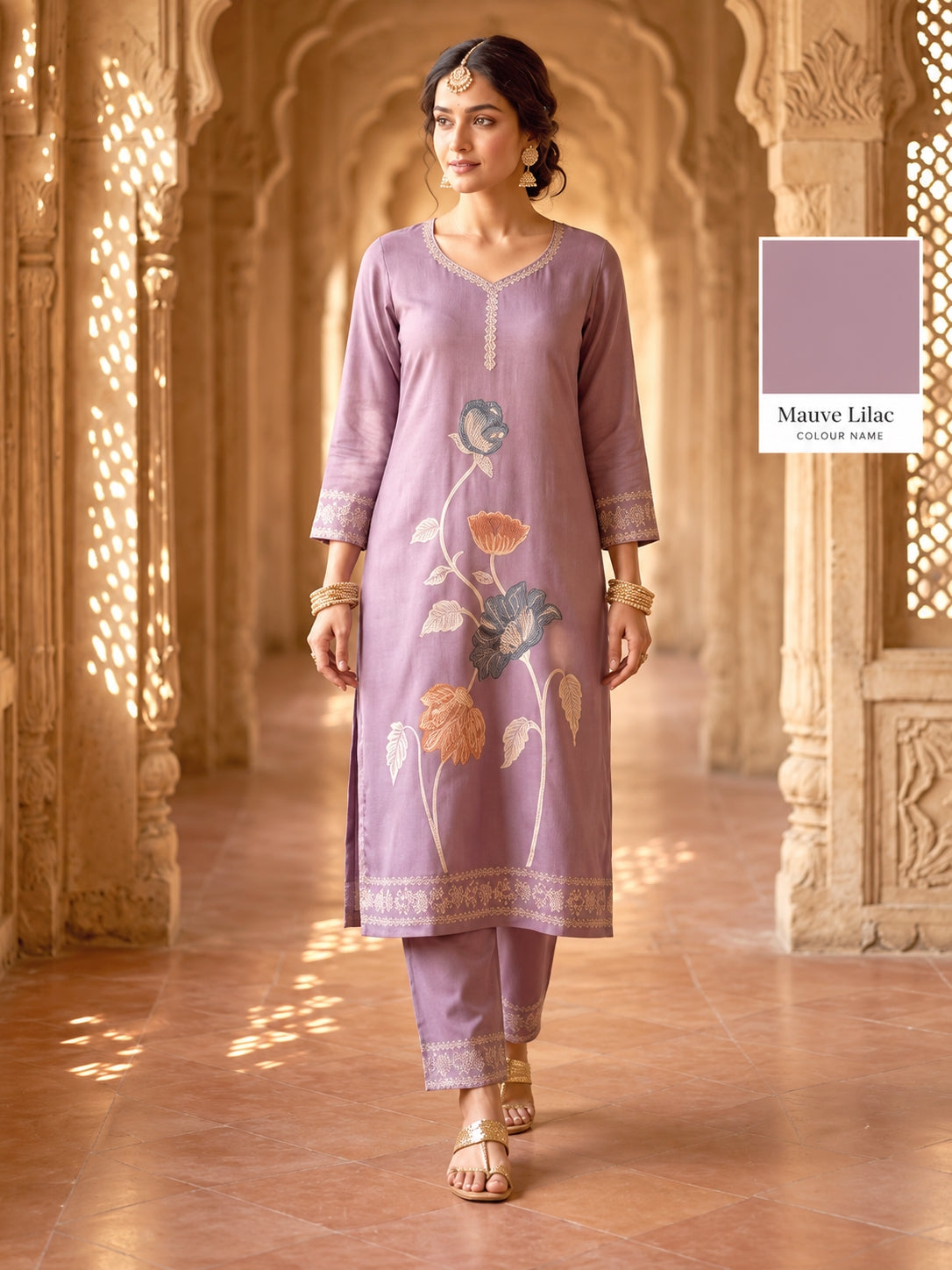 SAFAA Arzoo 01 Women's Unstitched Woolen Suit Dress Material – Lavender – front