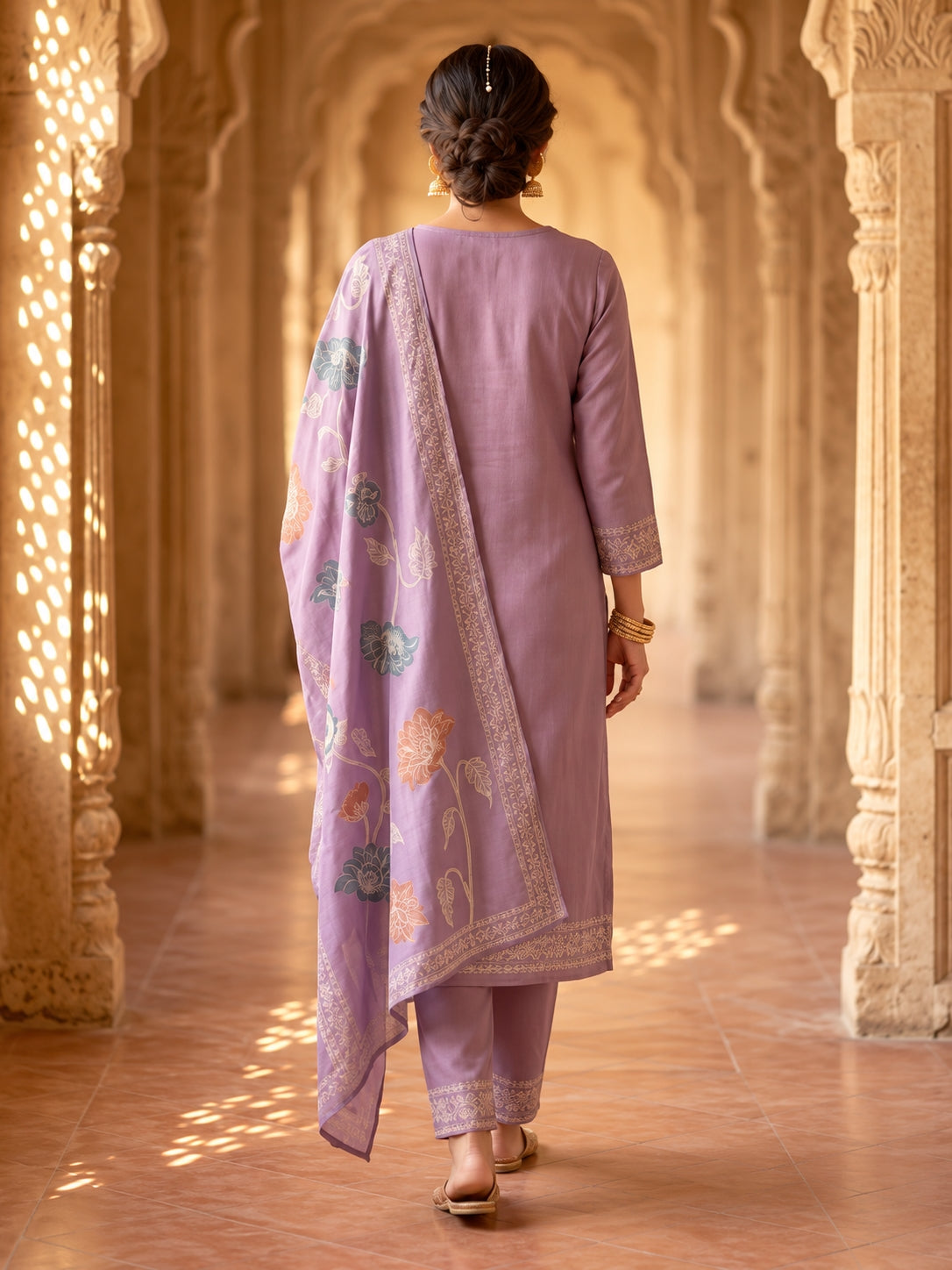 SAFAA Arzoo 01 Women's Unstitched Woolen Suit Dress Material – Lavender – view 2