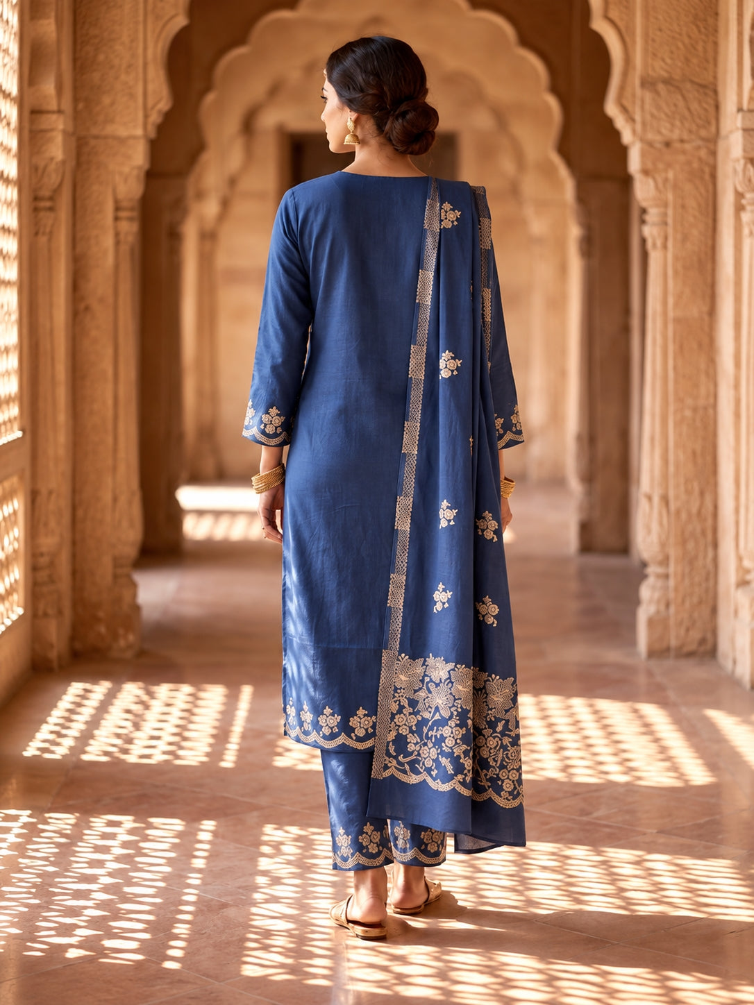 SAFAA Alisha 02 Women's Unstitched Woolen Suit Dress Material – Air Force Blue – view 2