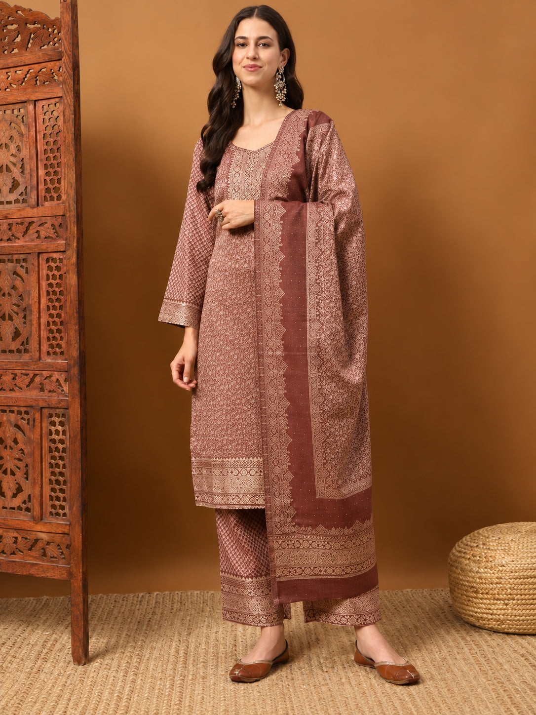 SAFAA Zurani 11 Women's Unstitched Woolen Suit Dress Material – Maroon – front