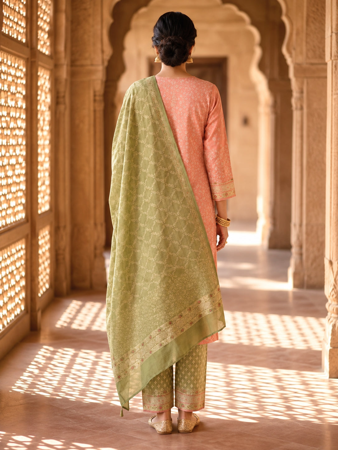 SAFAA Zehra 03 Women's Unstitched Woolen Suit Dress Material – Peach – view 2
