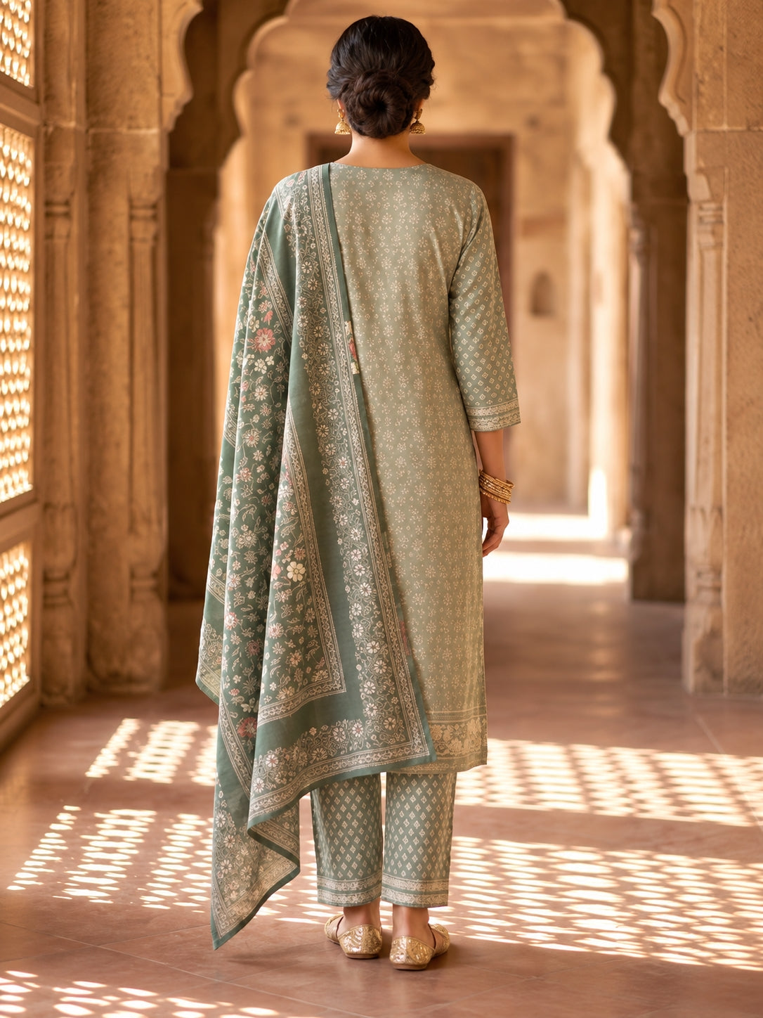 SAFAA Zehra 02 Women's Unstitched Woolen Suit Dress Material – Pista Green – view 2