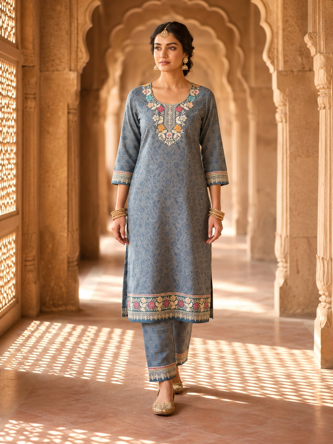 SAFAA Zehra 01 Women's Unstitched Woolen Suit Dress Material – Grey – front