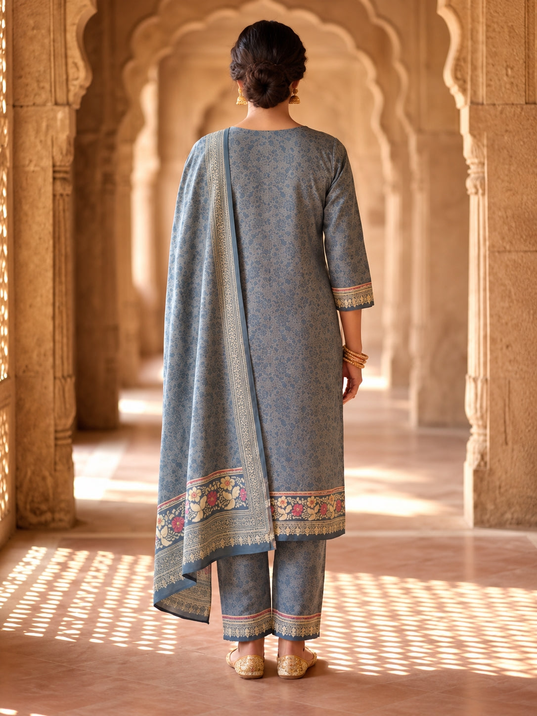 SAFAA Zehra 01 Women's Unstitched Woolen Suit Dress Material – Grey – view 2