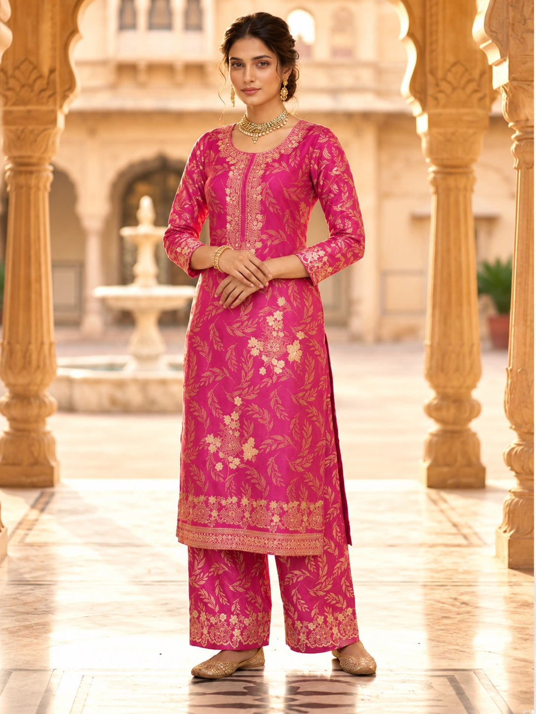 SAFAA Zurani 20 Women's Unstitched Woolen Suit Dress Material – Magenta – front