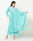 Cotton Woven Chikankari Design Unstitched Dress Material With dupatta