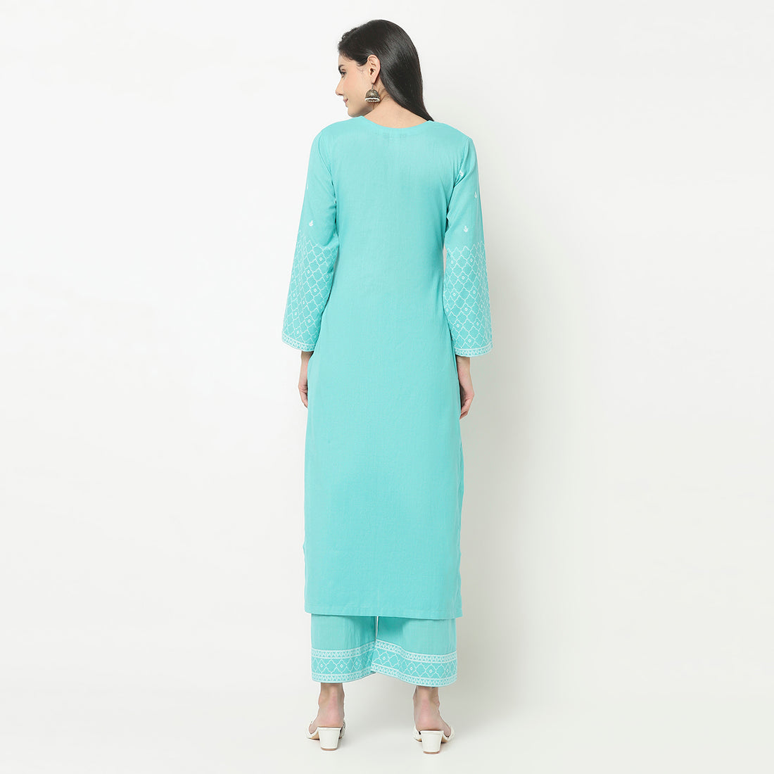 Cotton Woven Chikankari Design Unstitched Dress Material With dupatta