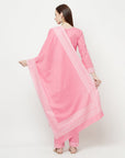 COTTON WOVEN CHIKANKARI PINK DRESS MATERIAL WITH DUPATTA