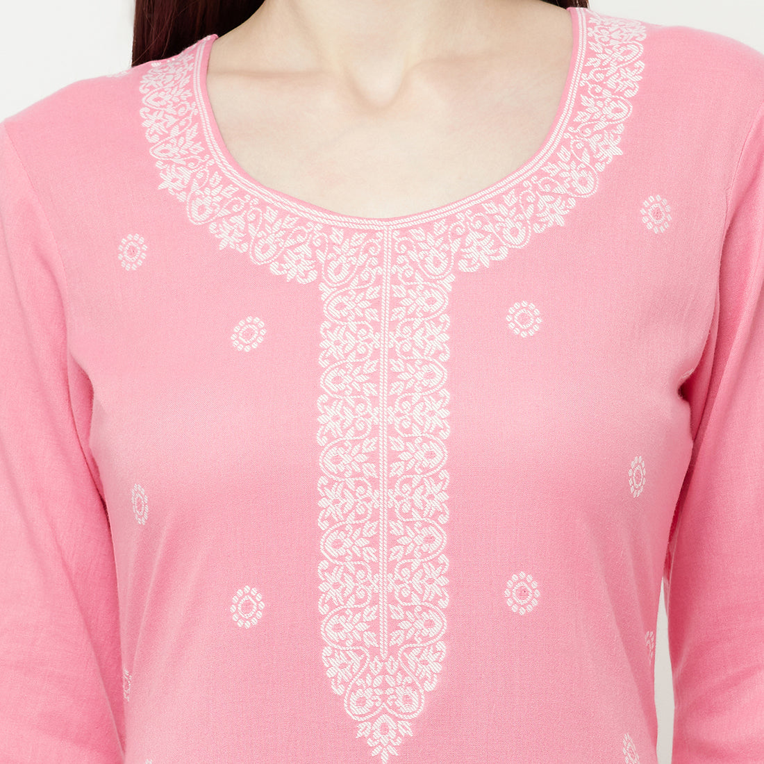 COTTON WOVEN CHIKANKARI PINK DRESS MATERIAL WITH DUPATTA