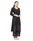 Acro Wool Black Dress Material with Stole
