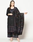 Acro Wool Black Dress Material with Stole