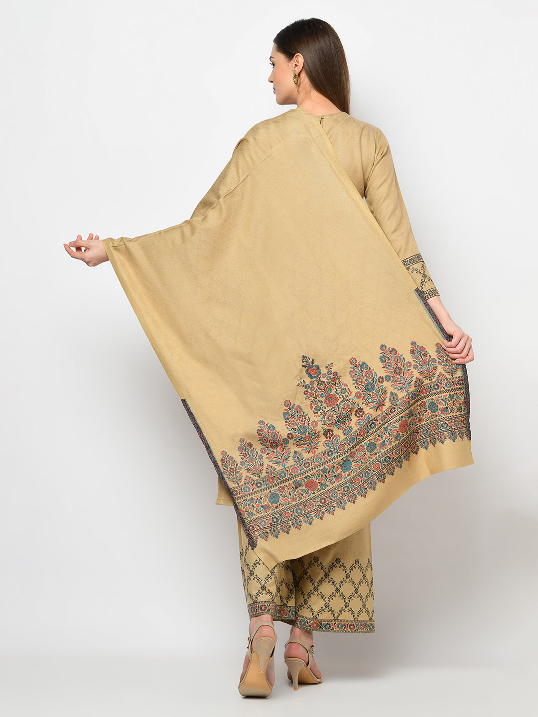 Acro Wool Camel Dress Material with Stole