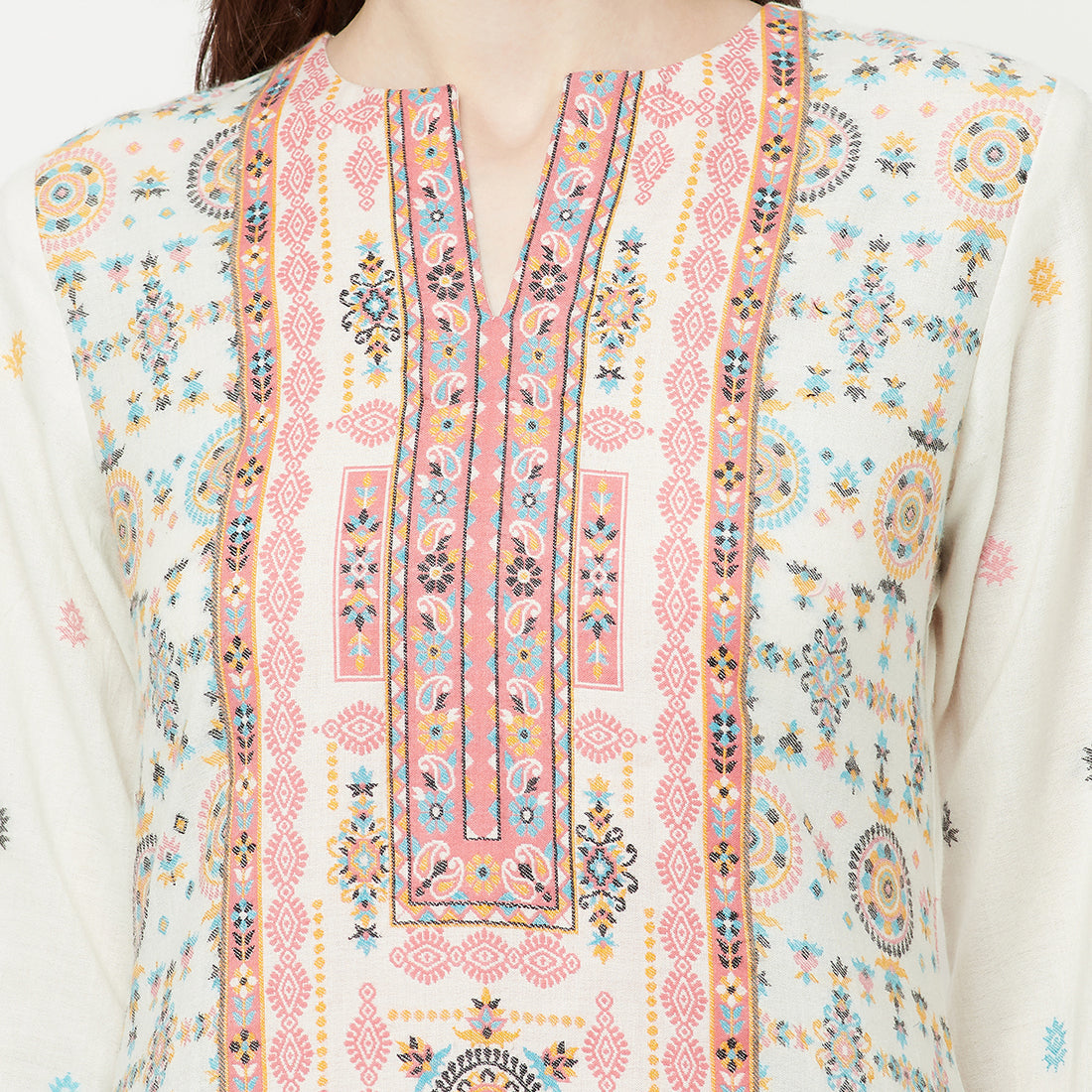WOMEN COTTON WOVEN PEACH DESIGN UNSTITCHED DRESS MATERIAL WITH CONTRAST DUPATTA