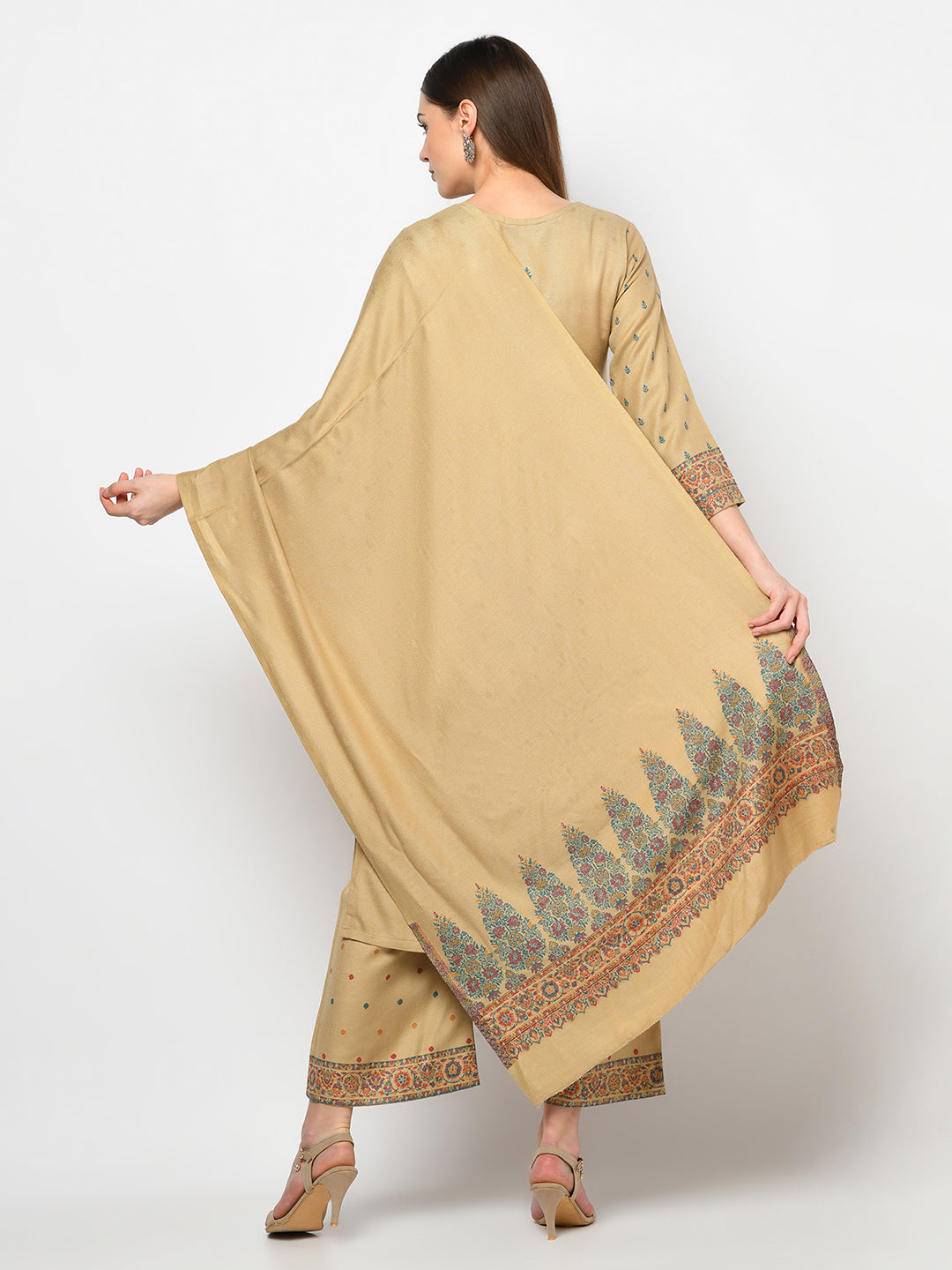 Acro Wool Camel Dress Material with Stole