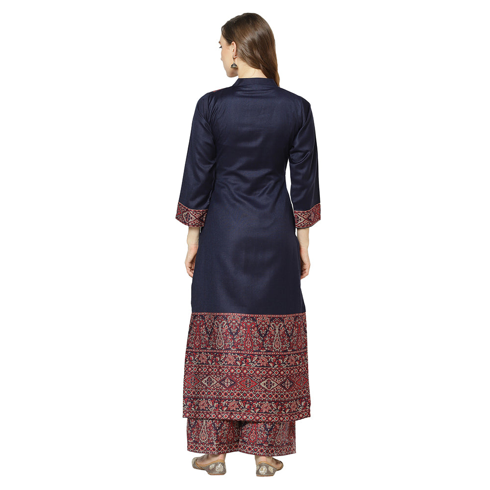 Acro Wool Blue Dress Material with Stole