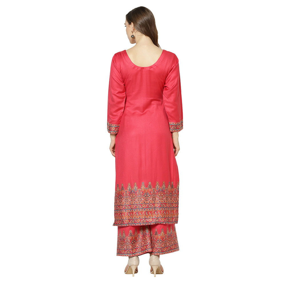 Acro Wool Red Dress Material with Stole