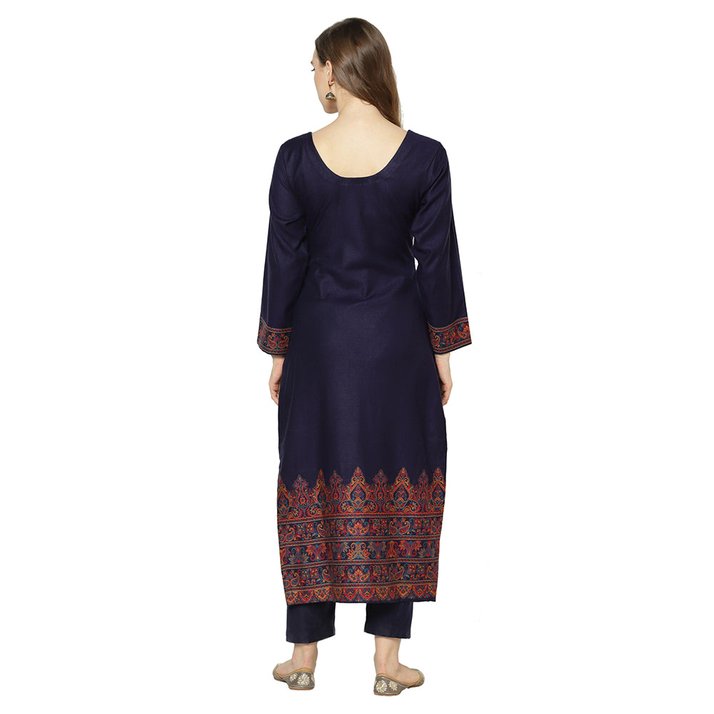 Acro Wool Blue Dress Material with Stole