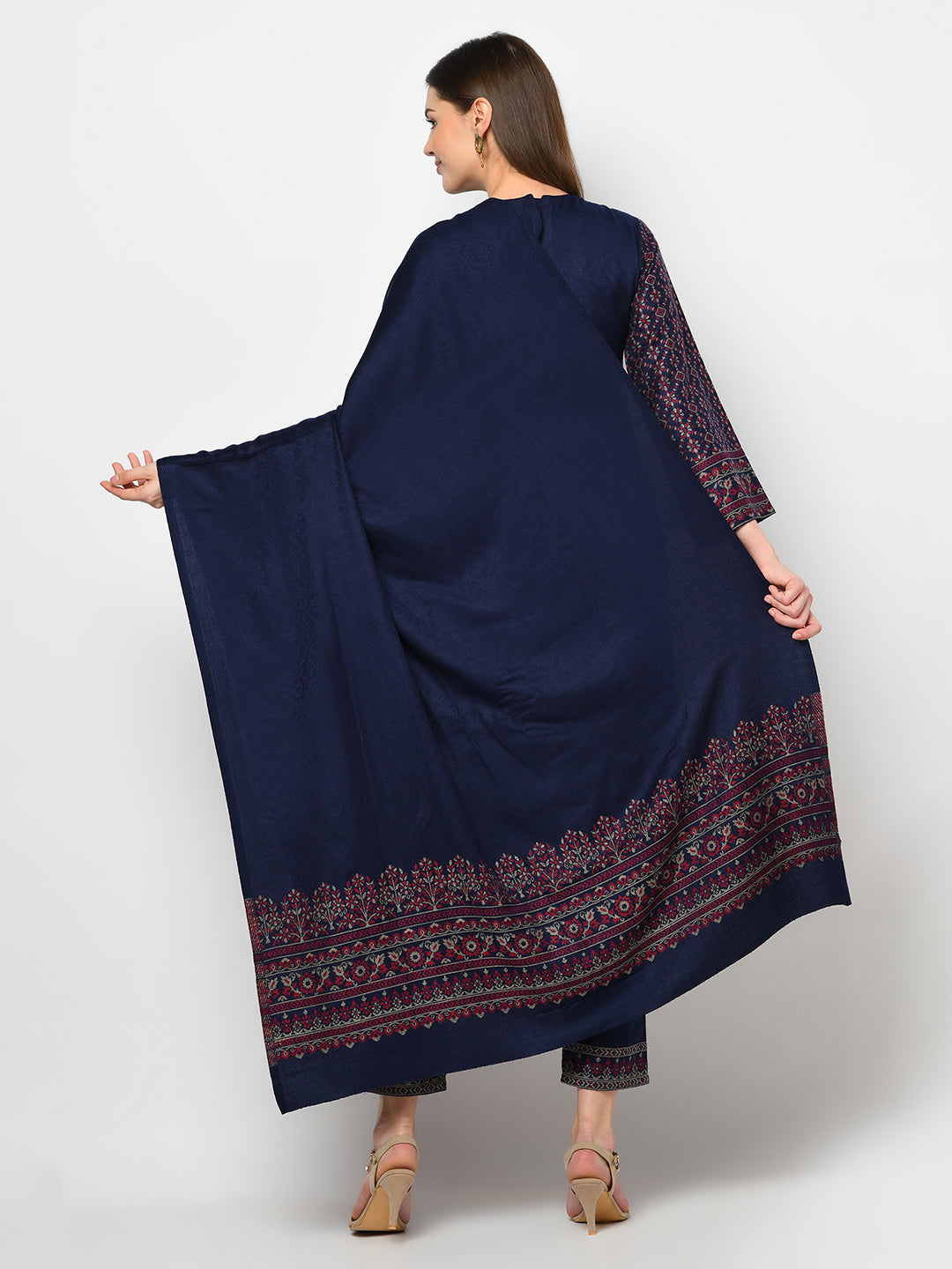 Acro Wool Blue Dress Material with Stole