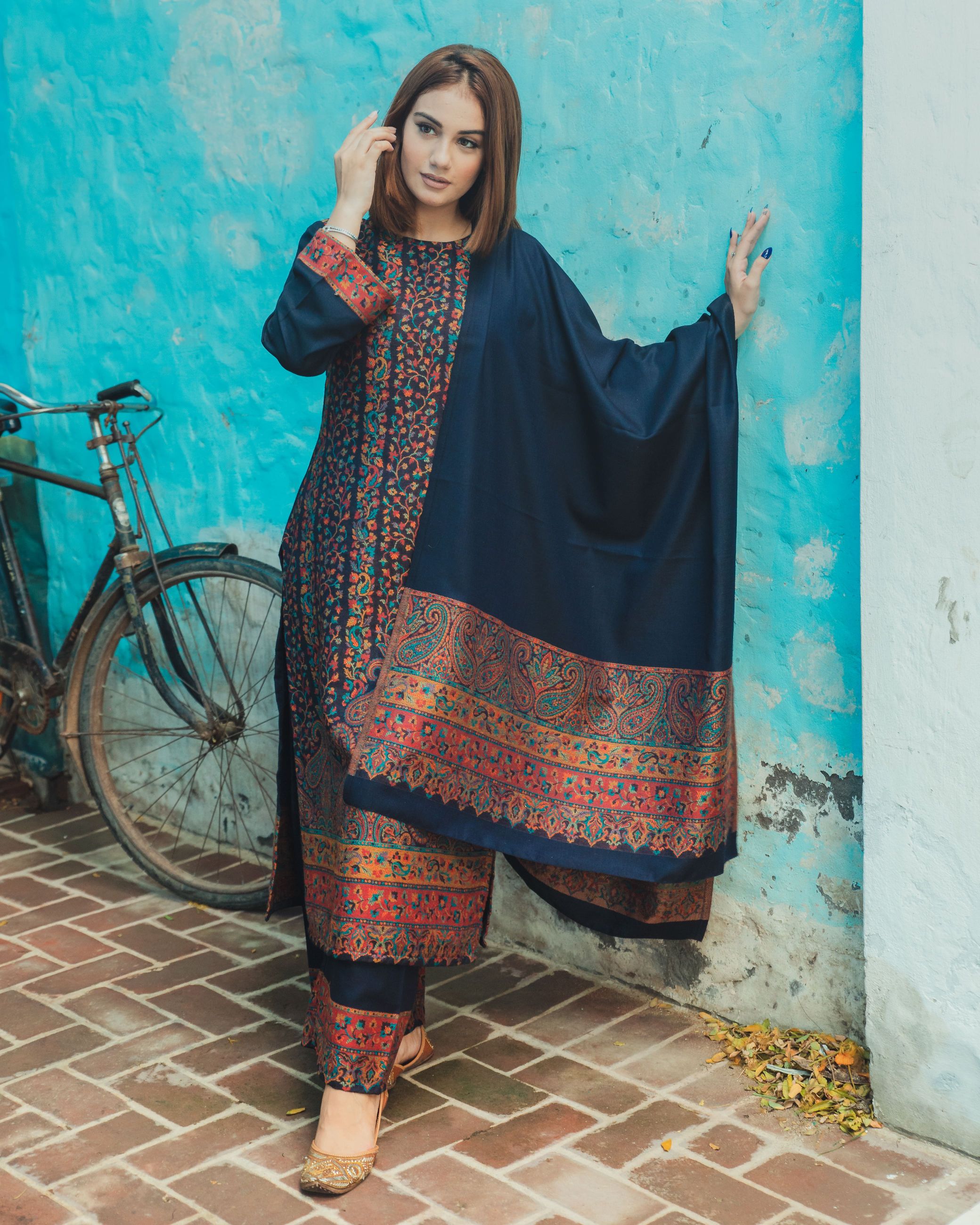 Safaa Acro Wool suit with Palazzo For Winter.