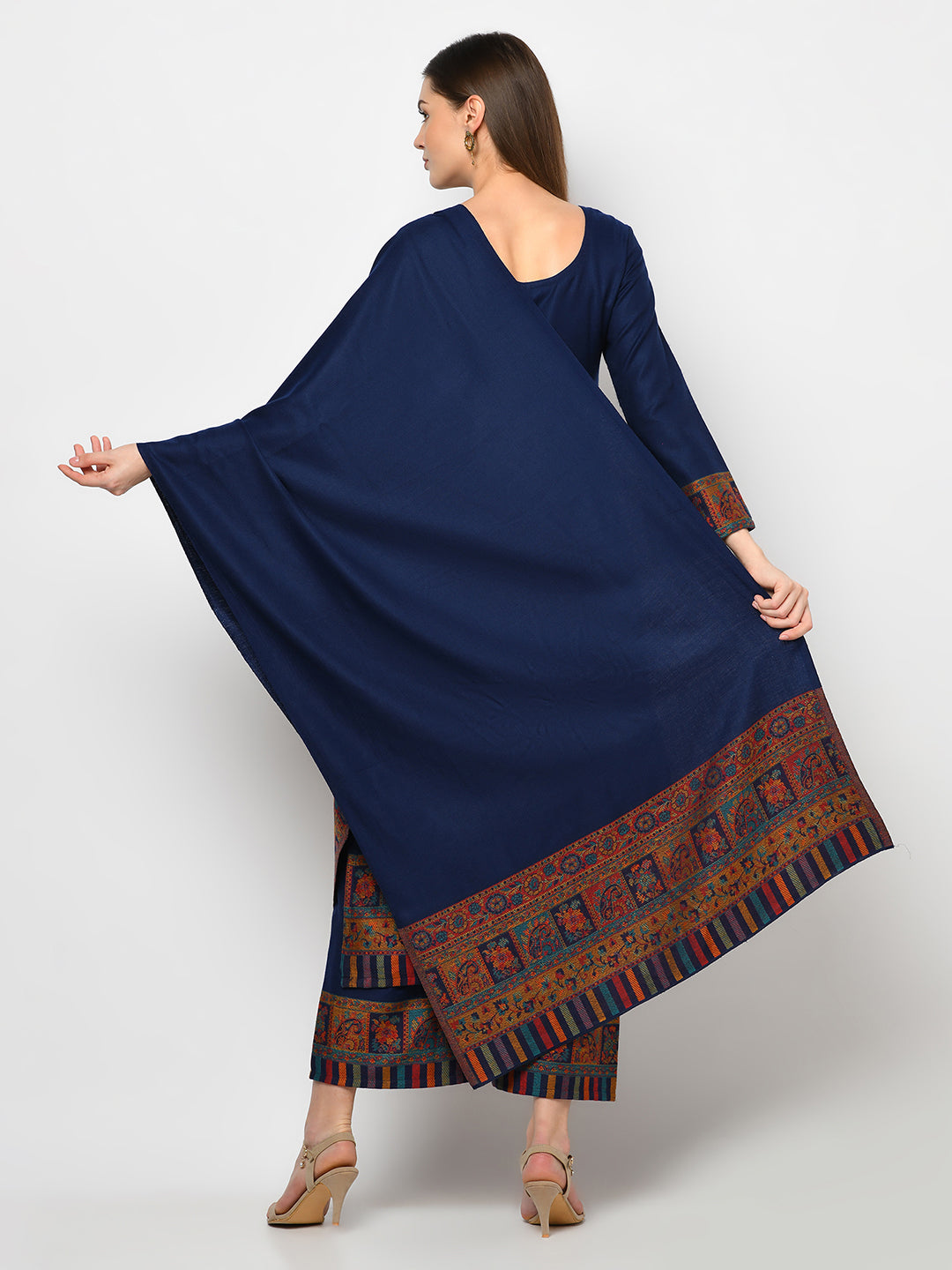 Acro Wool Blue Dress Material with Stole