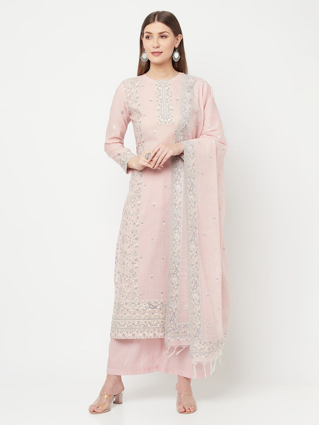 Safaa Women Organic Cotton Woven Design Unstitched Dress Material With Dupatta