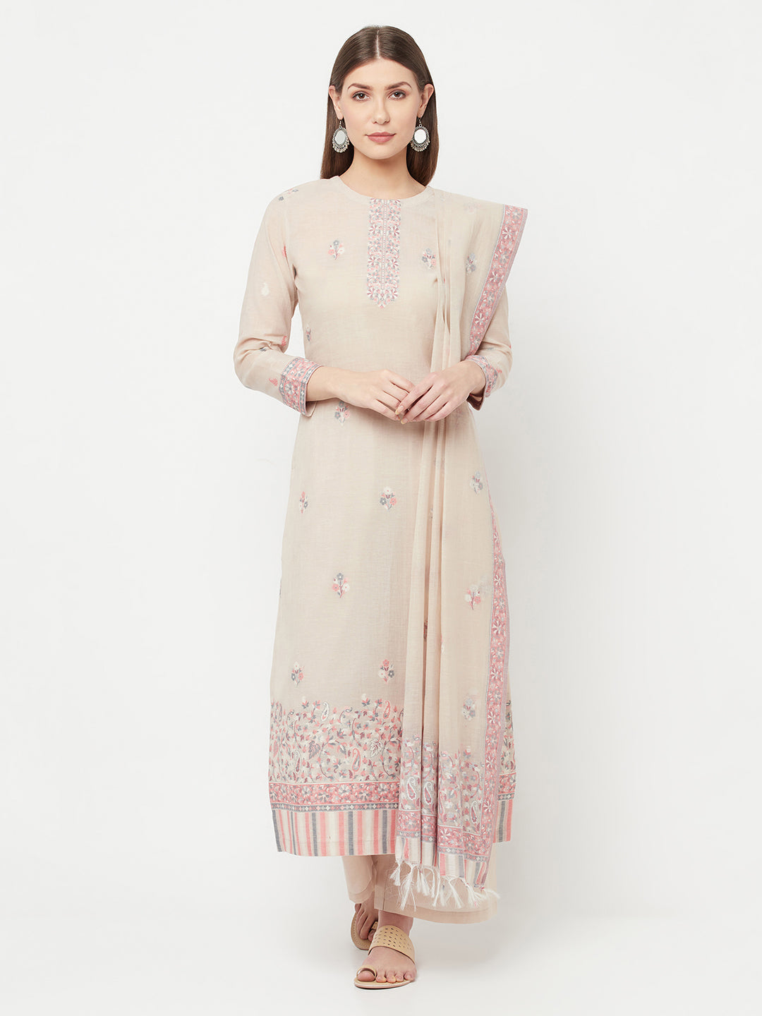Safaa Women Organic Cotton Woven Design Unstitched Dress Material With Dupatta