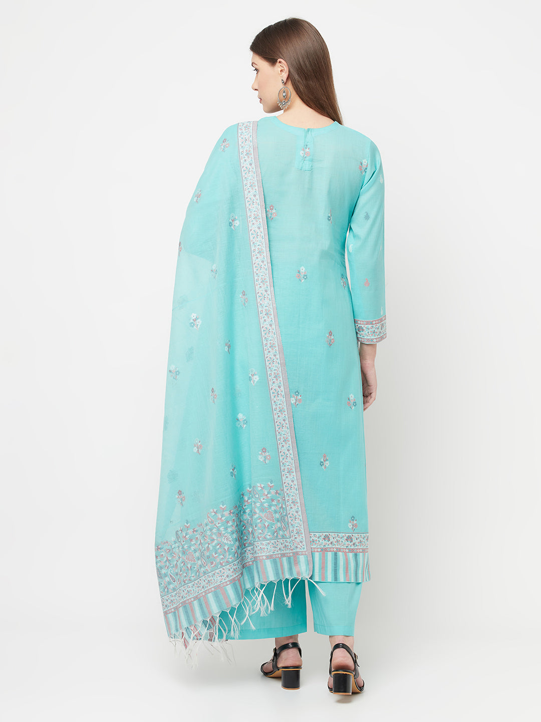Safaa Women Organic Cotton Woven Design Unstitched Dress Material With Dupatta