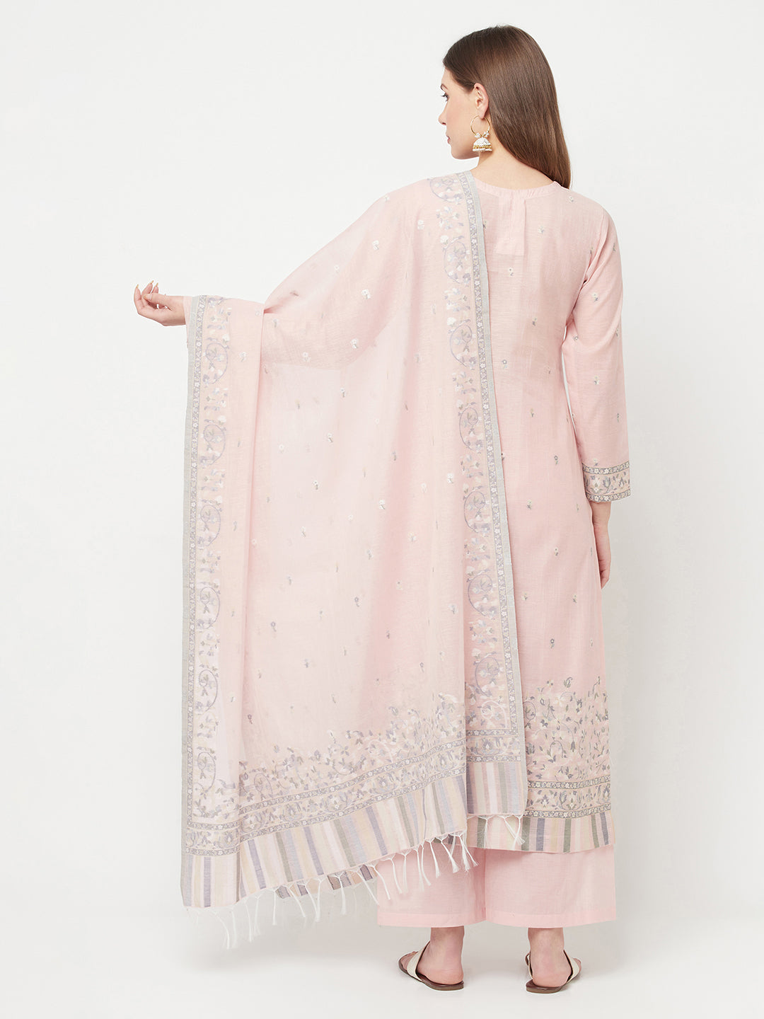 Safaa Women Organic Cotton Woven Design Unstitched Dress Material With Dupatta