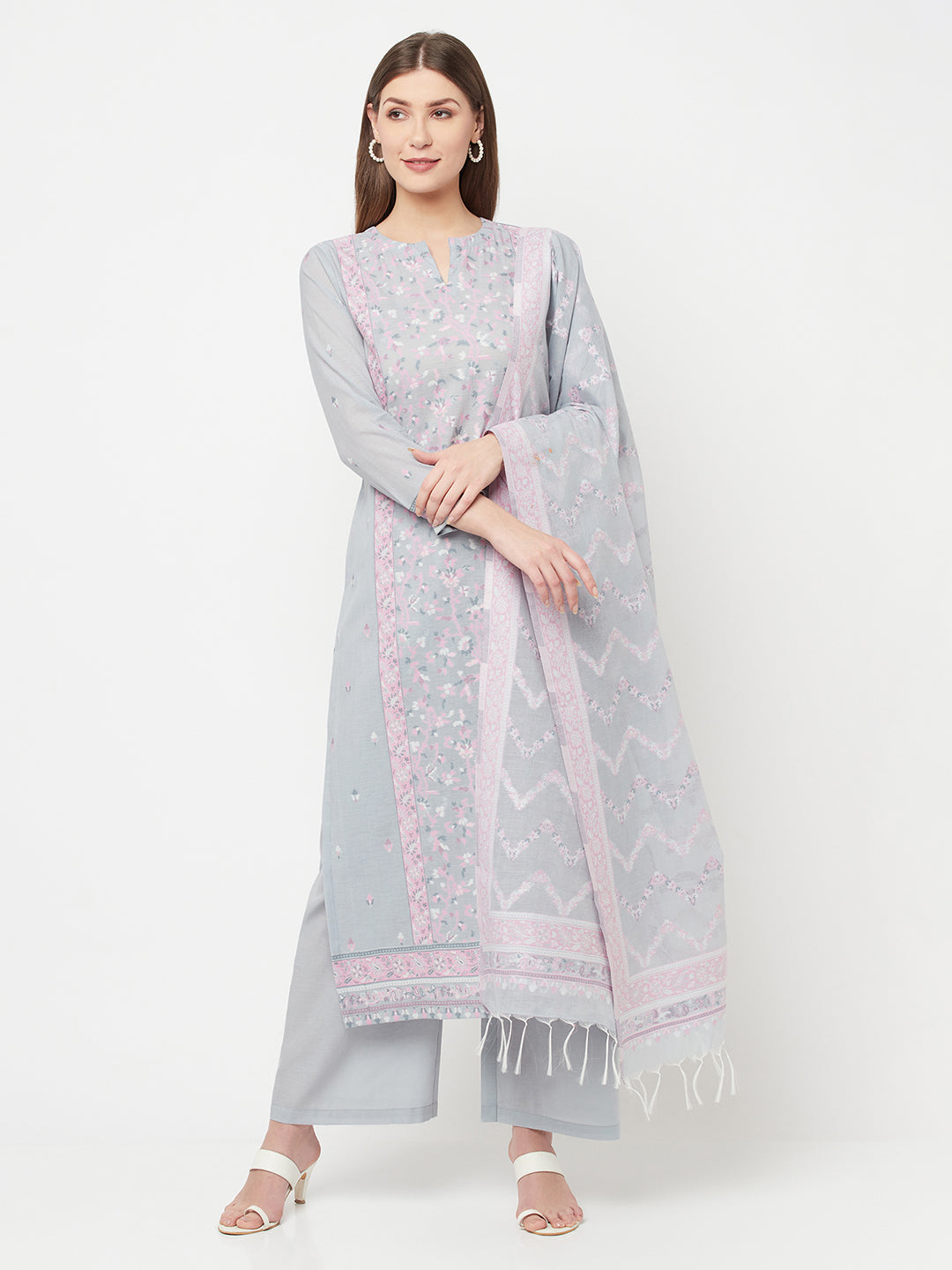 Safaa Women Organic Cotton Woven Design Unstitched Dress Material With Dupatta