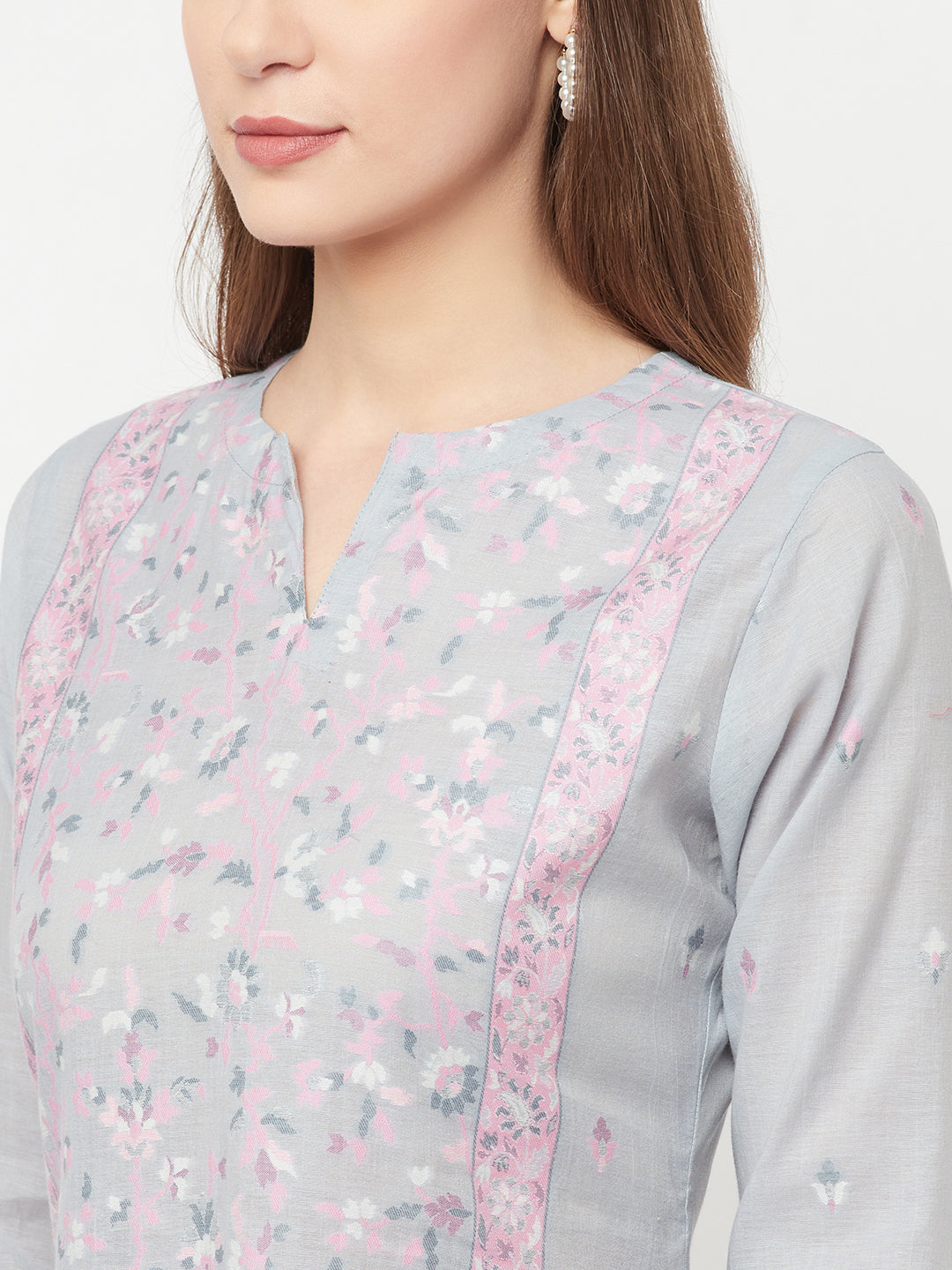 Safaa Women Organic Cotton Woven Design Unstitched Dress Material With Dupatta