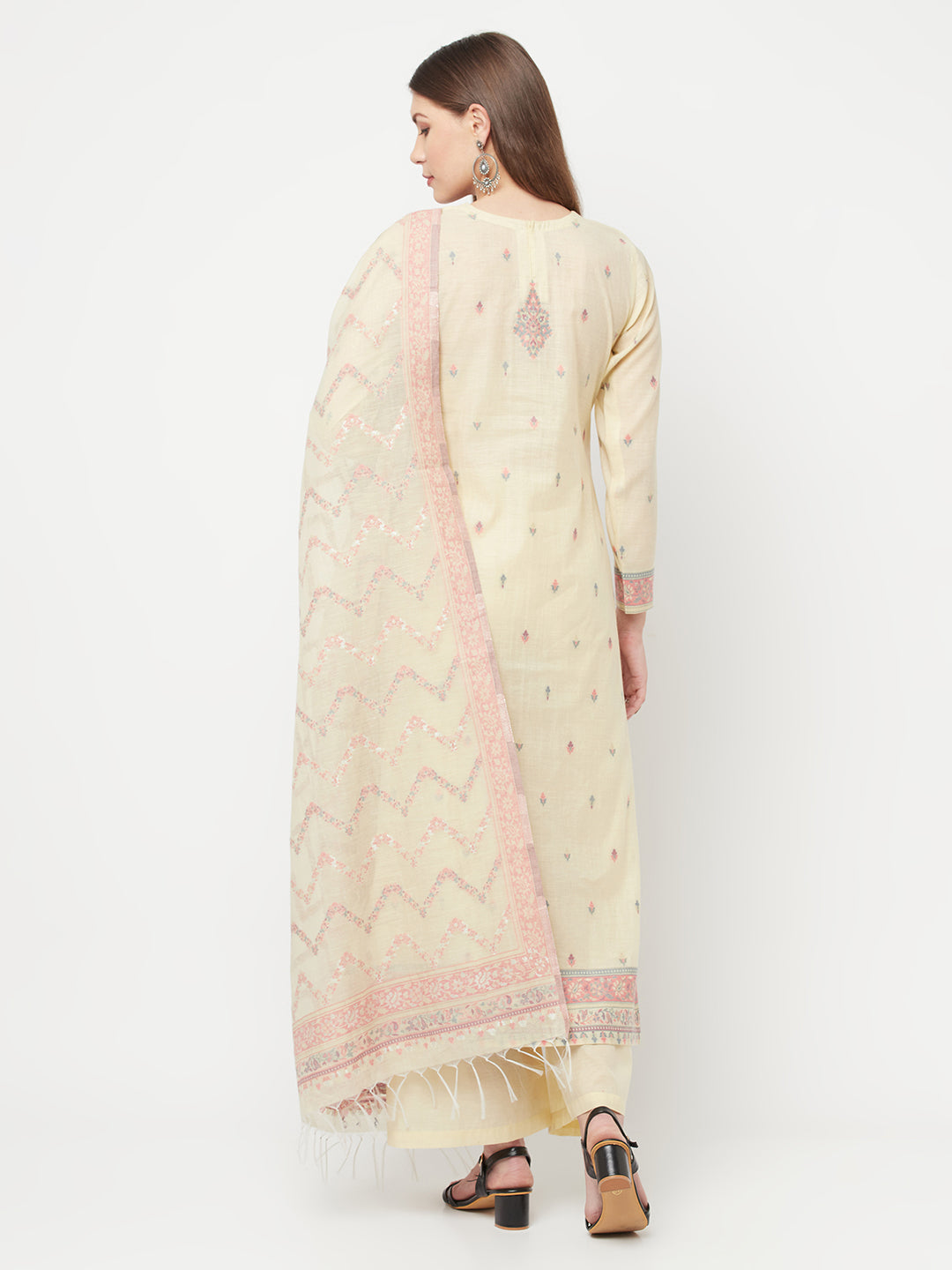 Safaa Women Organic Cotton Woven Design Unstitched Dress Material With Dupatta