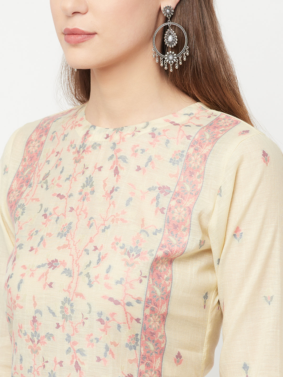 Safaa Women Organic Cotton Woven Design Unstitched Dress Material With Dupatta