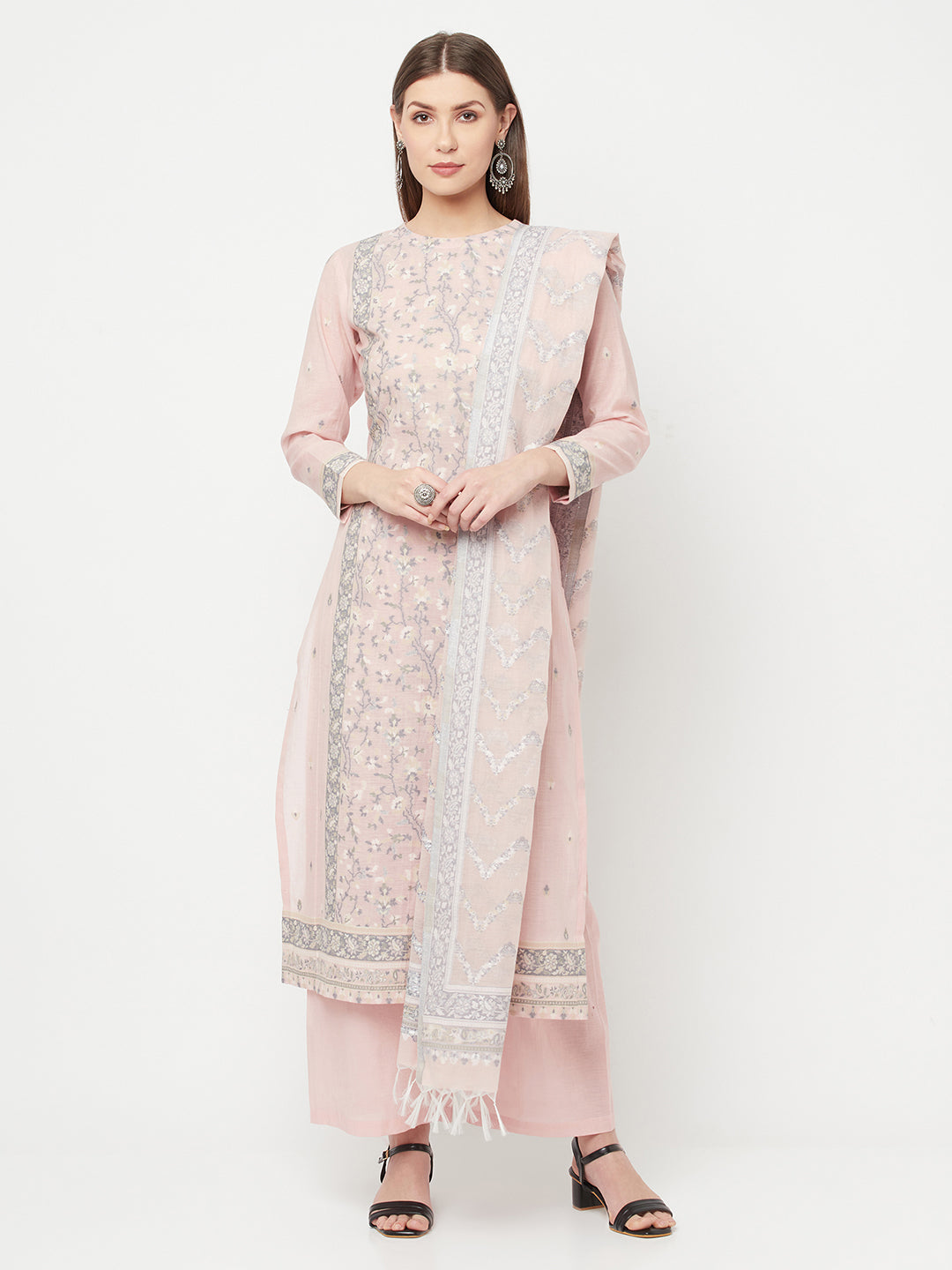 Safaa Women Organic Cotton Woven Design Unstitched Dress Material With Dupatta