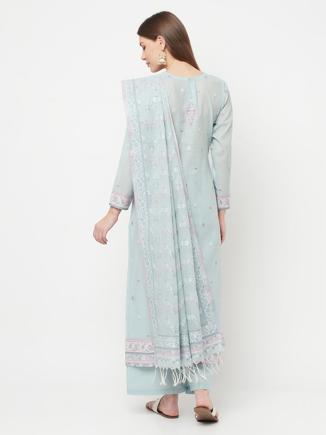 Safaa Women Organic Cotton Woven Design Unstitched Dress Material With Dupatta