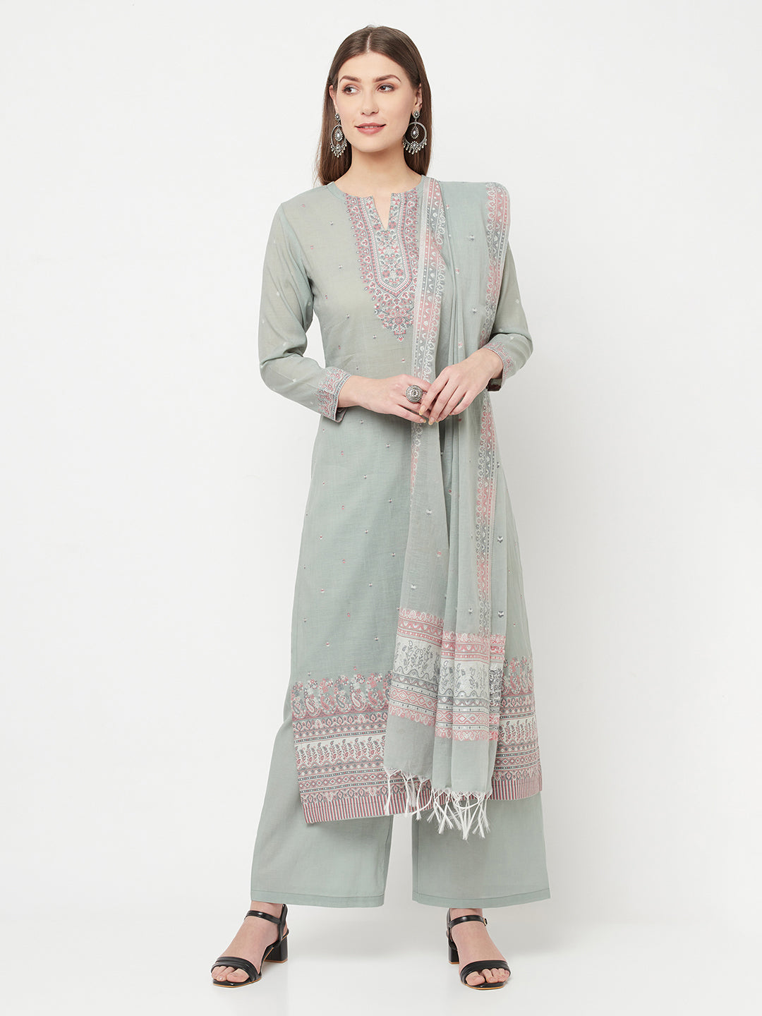Safaa Women Organic Cotton Woven Design Unstitched Dress Material With Dupatta