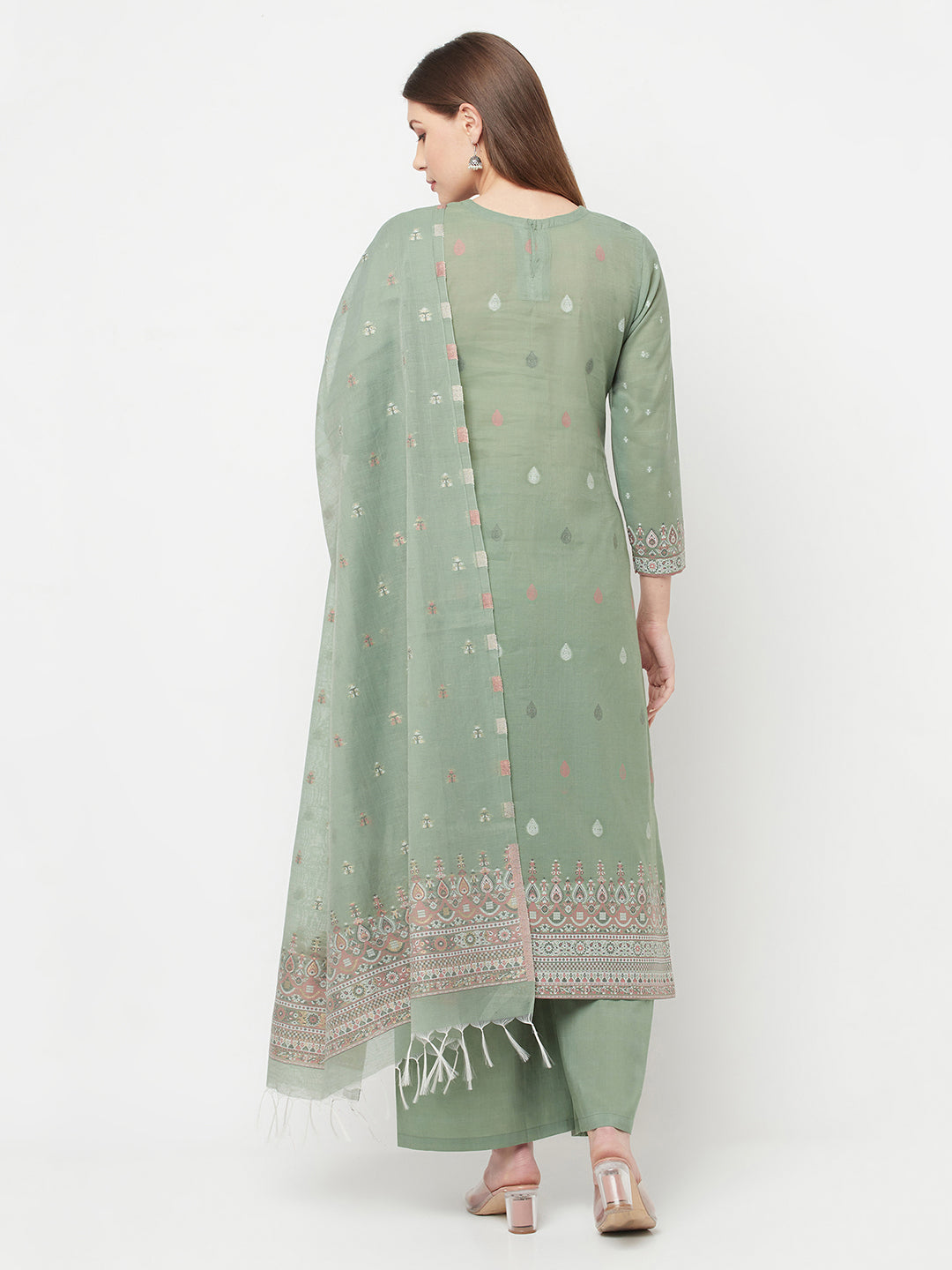 Safaa Women Organic Cotton Woven Design Unstitched Dress Material With Dupatta