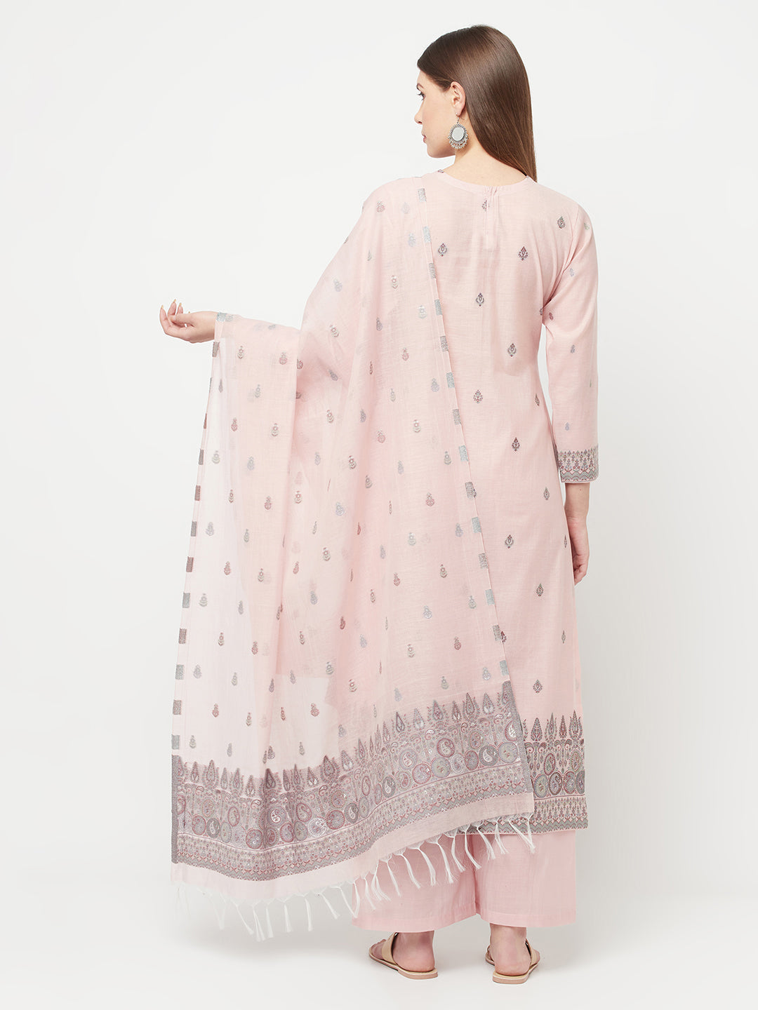 Safaa Women Organic Cotton Woven Design Unstitched Dress Material With Dupatta