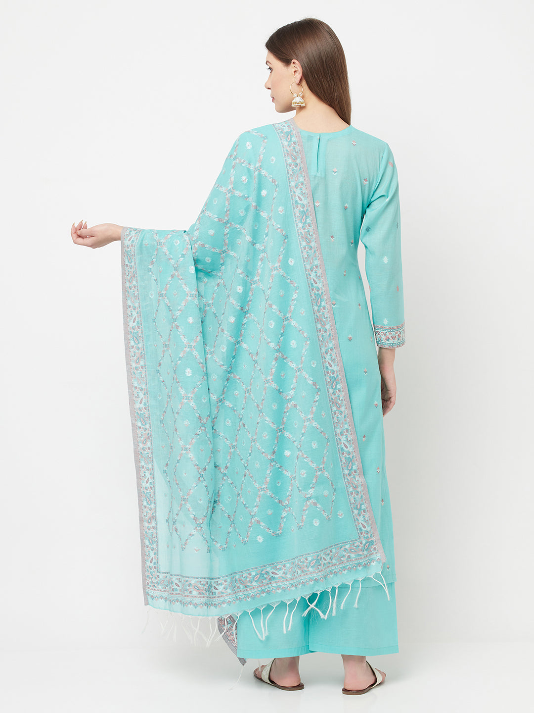 Safaa Women Organic Cotton Woven Design Unstitched Dress Material With Dupatta