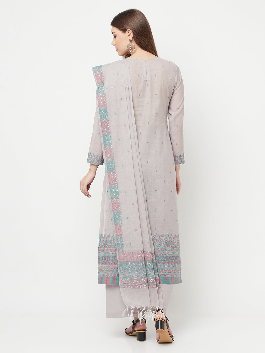 Safaa Women Organic Cotton Woven Design Unstitched Dress Material With Dupatta