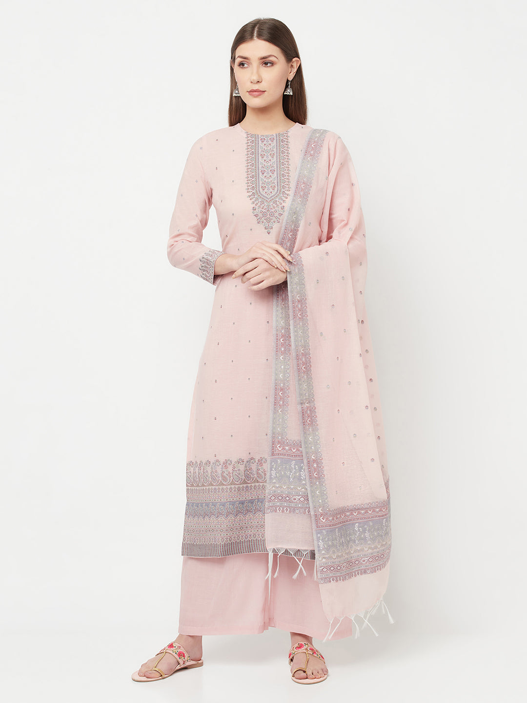 Safaa Women Organic Cotton Woven Design Unstitched Dress Material With Dupatta