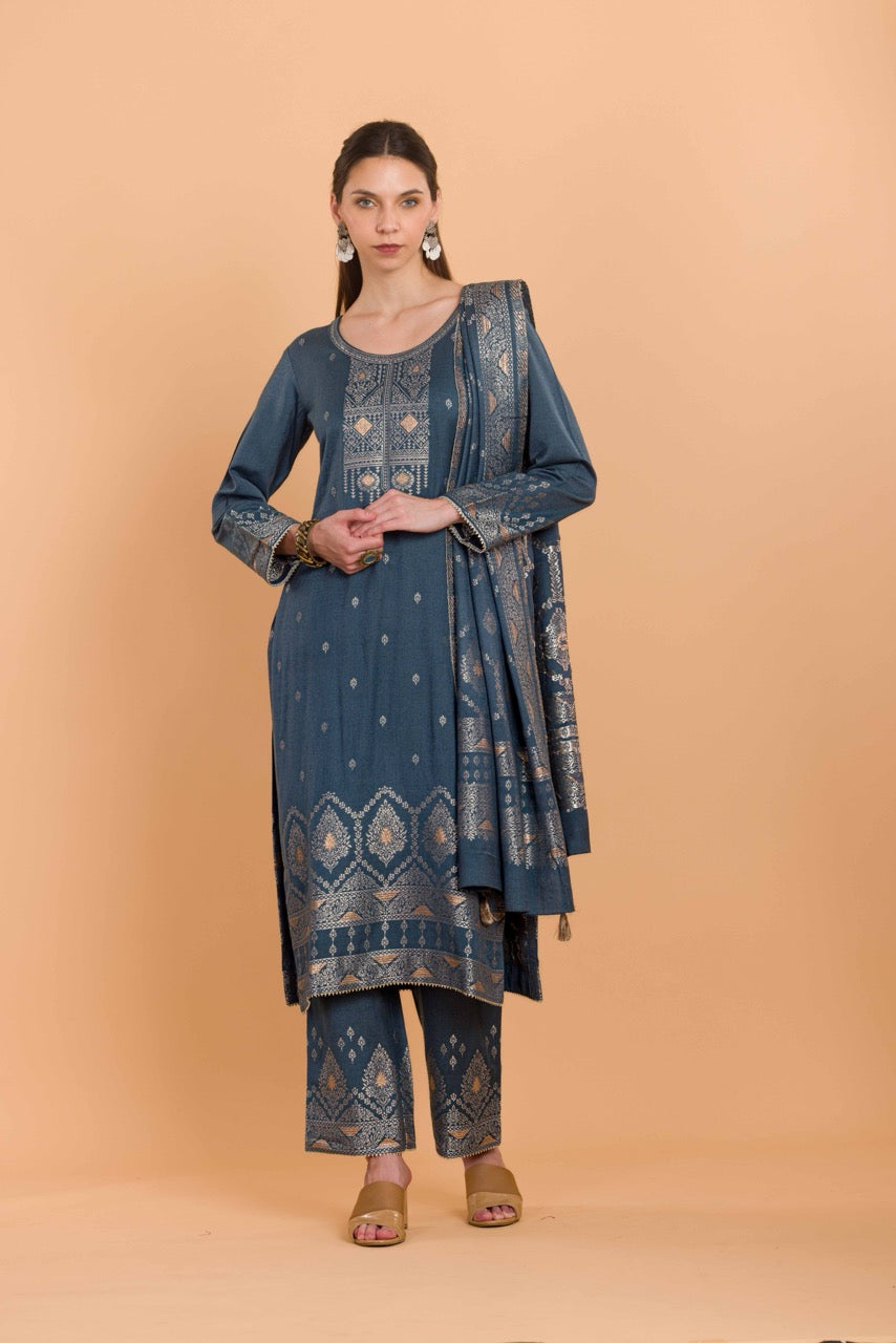 Aayat Dark Grey Winter Suit for women