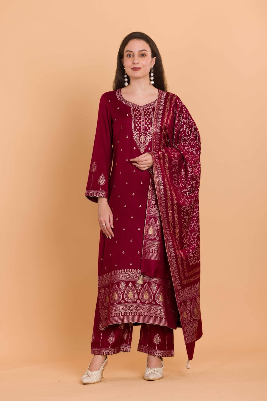 stylish Aayat Marron Winter Suit for women