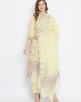 ORGANIC COTTON WOVEN LEMON DRESS MATERIAL WITH DUPATTA