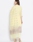ORGANIC COTTON WOVEN LEMON DRESS MATERIAL WITH DUPATTA