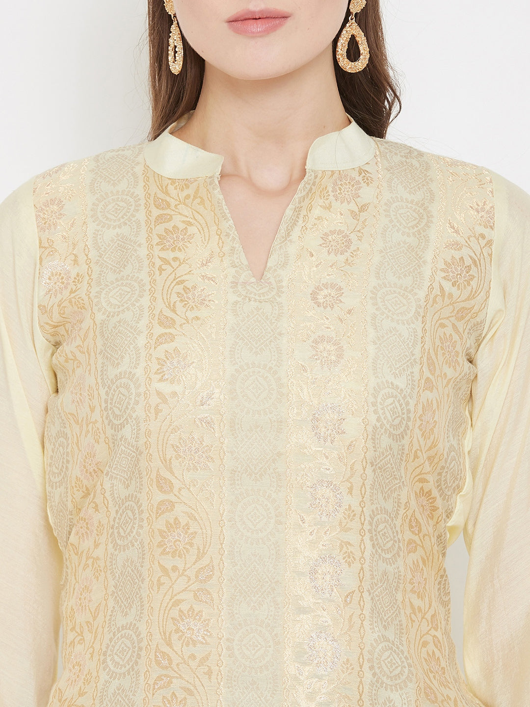 ORGANIC COTTON WOVEN LEMON DRESS MATERIAL WITH DUPATTA
